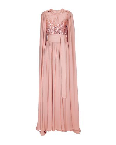 Elie Saab Sequined Silk-blend Cape Gown - Pink
