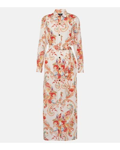 Etro Floral Cotton And Silk Shirt Dress - White