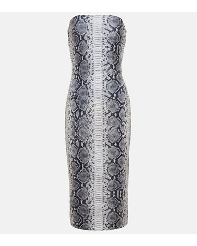 Norma Kamali Snake-print Bandeau Jersey Midi Dress - Grey