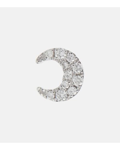 Maria Tash Orecchino singolo Moon Small in oro bianco 18kt con diamanti