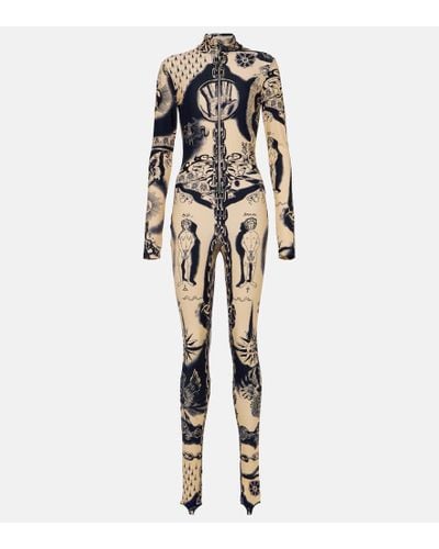 Jean Paul Gaultier Tattoo Collection Printed Jersey Catsuit - Multicolor
