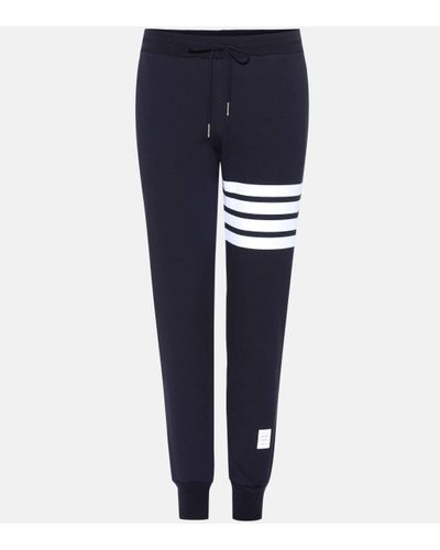 Thom Browne Navy Classic Four Bar Lounge Trousers - Blue