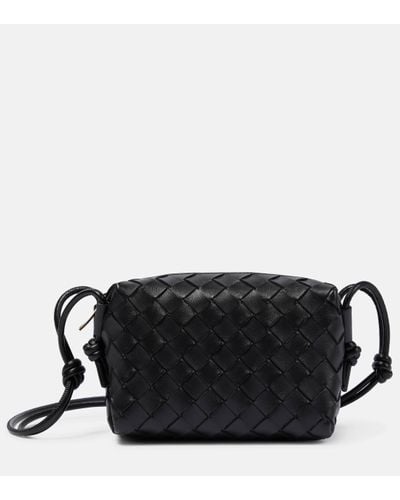 Bottega Veneta Sac Porté Épaule En Cuir Intrecciato Loop Mini - Noir