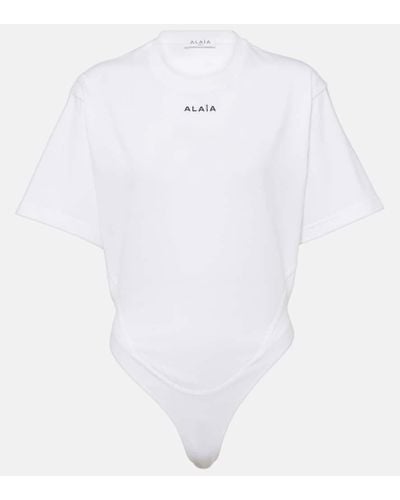 Alaïa Fluid Cotton Jersey Bodysuit - White