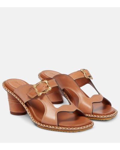 Zimmermann Wavy Leather Mules - Brown