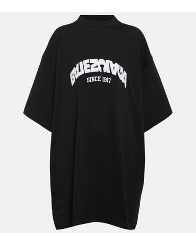 Balenciaga T-shirt oversize en coton a logo - Noir