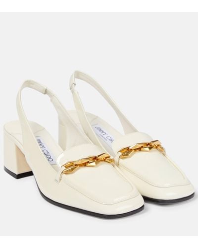 Jimmy Choo Diamond Tilda 45 Patent Leather Slingback Court Shoes - White