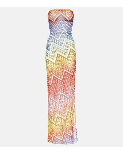 Missoni Vestido de playa sin tirantes en zigzag - Multicolor