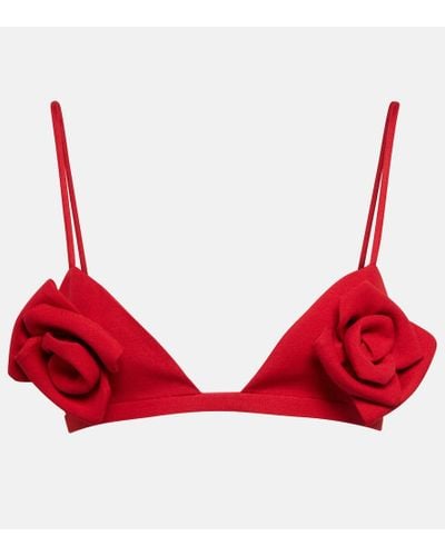 Valentino Bralette in Crepe Couture con applicazione floreale - Rosso