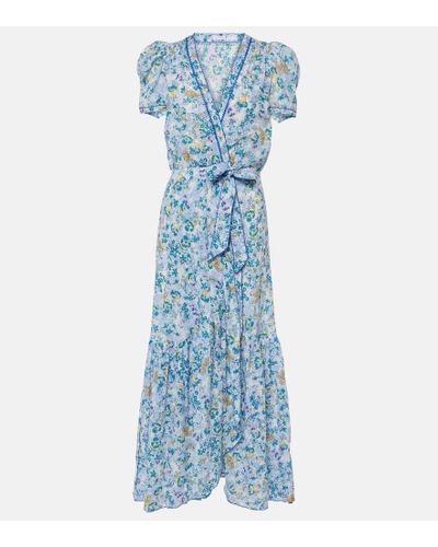 Poupette Vestido largo Baba de algodon floral - Azul
