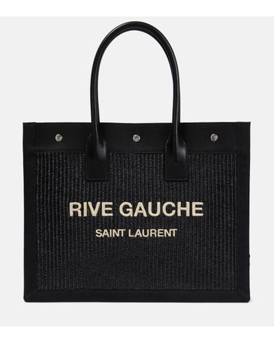 Saint Laurent Petit sac cabas en toile rive gauche - Noir