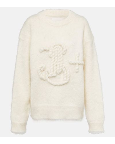 Jil Sander Pull Monogram en mohair melange - Blanc