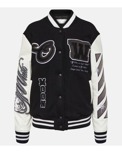 Off-White c/o Virgil Abloh University Wool-blend Varsity Jacket - Black