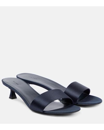 The Row Combo Satin Mules - Blue