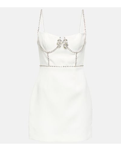 Self-Portrait Crystal-embellished Bow Mini Dress - White