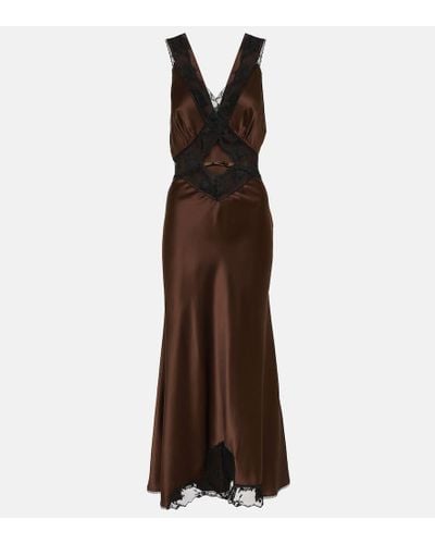 Sir. The Label Aries Lace-trimmed Halterneck Silk Gown - Brown