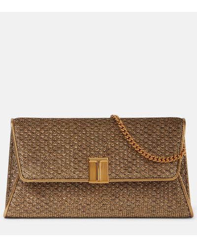Tom Ford Noble Metallic Clutch - Brown