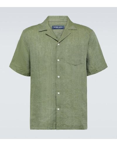 Frescobol Carioca Hemd Angelo aus Leinen - Grün