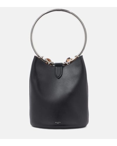 Alaïa Bucket-Bag Ring Medium aus Leder - Schwarz