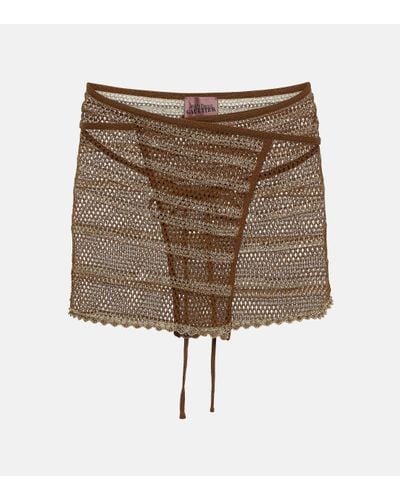 Jean Paul Gaultier X KNWLS – Mini-jupe portefeuille en crochet - Marron