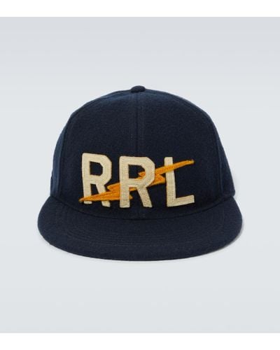 RRL Baseballcap Patched aus einem Baumwollgemisch - Blau