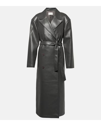 Frankie Shop Trench-coat Tina en cuir synthetique - Noir
