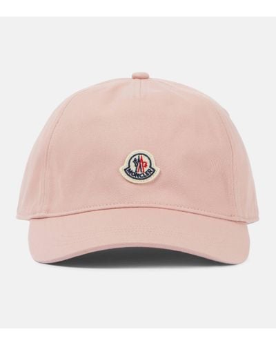 Moncler Logo Cotton Baseball Cap - Pink