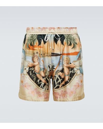 Amiri Bedruckte Shorts aus Seide - Mettallic
