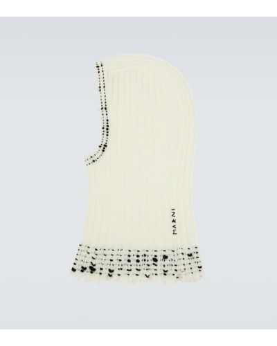 Marni Ribbed Knit Wool Ski Mask - White