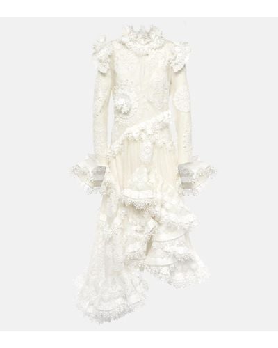 Zimmermann Vestido de fiesta Matchmaker de seda y lino - Blanco