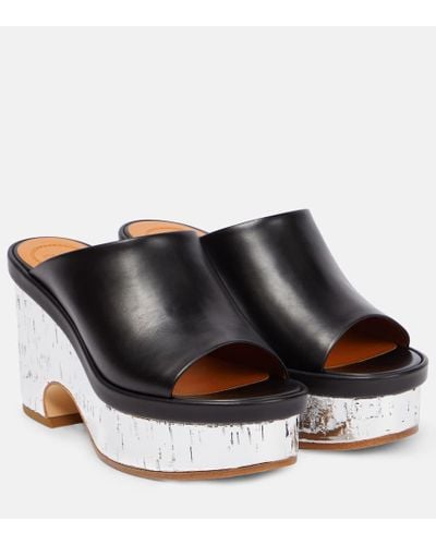 Chloé Mules Oli de piel con plataforma - Negro