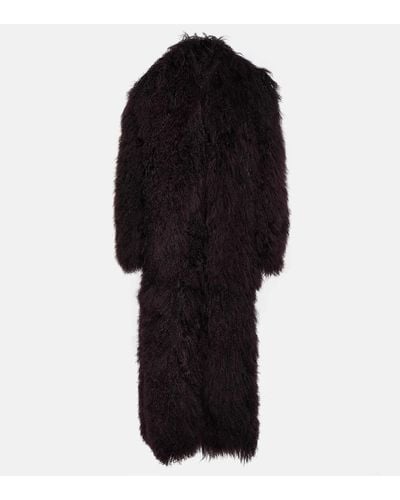 Ann Demeulemeester Cappotto in shearling - Nero