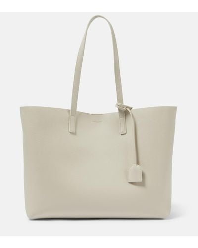 Saint Laurent Shopping E/w Leather Tote Bag - Natural