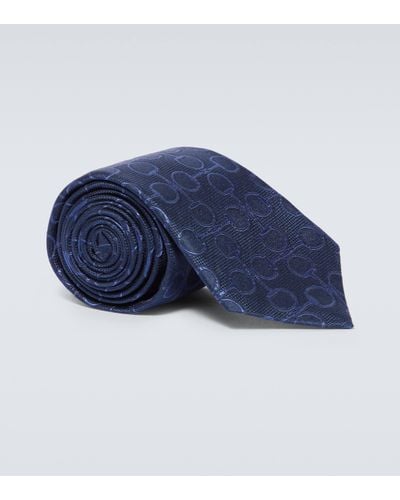Gucci Cravate en jacquard de soie - Bleu