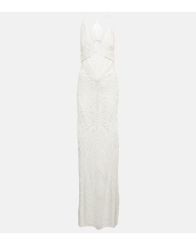 Galvan London Novia - vestido con encaje y aberturas - Blanco
