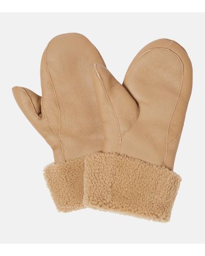 Yves Salomon Shearling-trimmed Leather Mittens - Natural