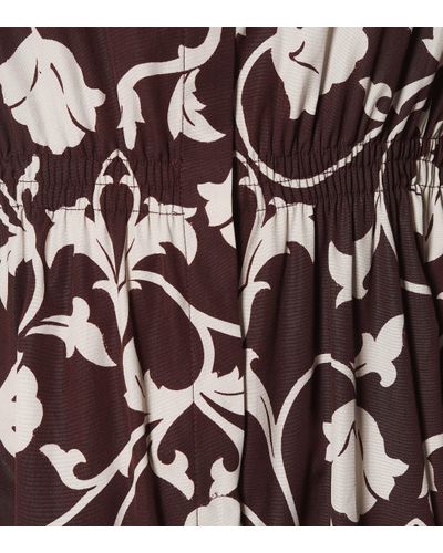 Max Mara Siena Printed Cotton Midi Dress in Brown - Lyst