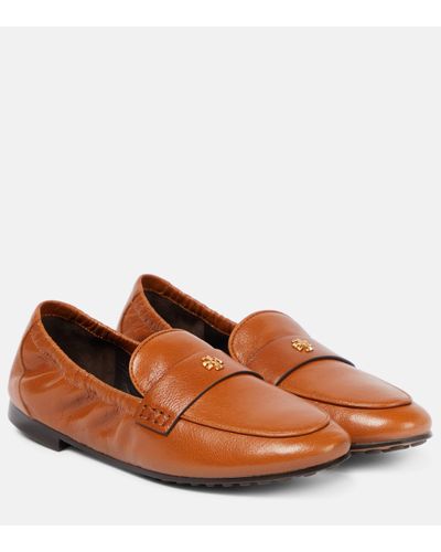 Tory Burch Embellished Leather Loafers - Brown