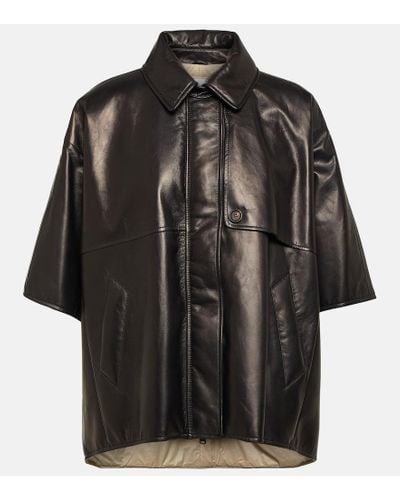 Brunello Cucinelli Hemdjacke aus Leder - Schwarz