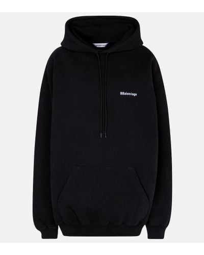 Balenciaga Logo Cotton Hoodie - Black