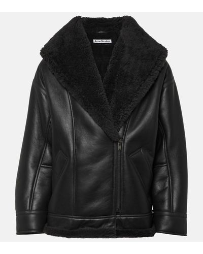Acne Studios Shearling-lined Leather Jacket - Black