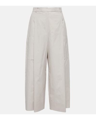 Max Mara Wide-leg Cotton Poplin Pants - White