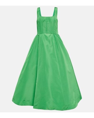 Carolina Herrera Paneled Silk-faille Midi Dress - Green