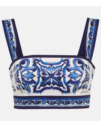 Dolce & Gabbana Bedrucktes Cropped-Top aus Baumwolle - Blau