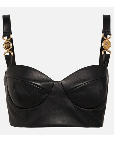 Versace Medusa '95 Leather Bustier Top - Black