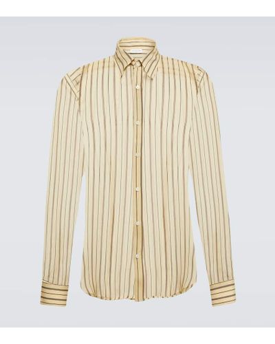 Dries Van Noten Striped Georgette Shirt - Natural