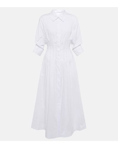 Jonathan Simkhai Jazz Core Cotton Poplin Pintuck Midi Dress - White
