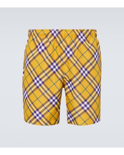 Burberry Check Swim Shorts - Yellow