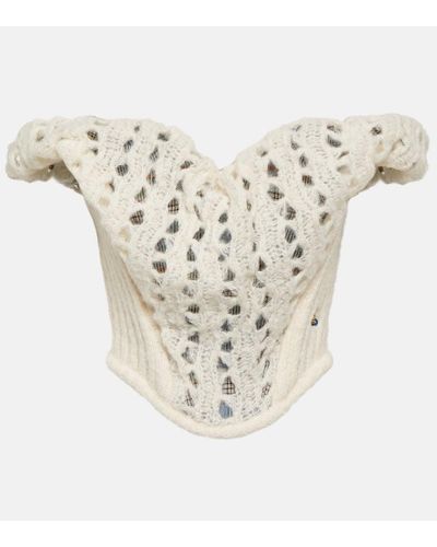 Vivienne Westwood Open-knit Wool-blend Corset Top - White