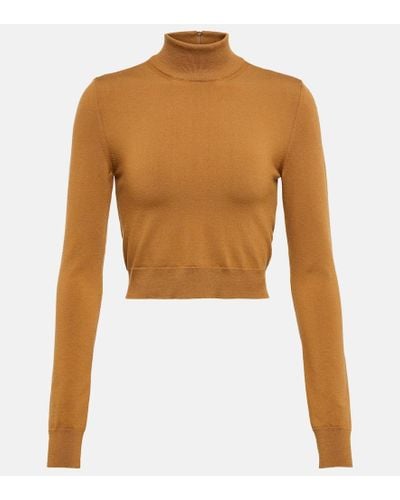 Max Mara Balbo Cropped Wool-blend Sweater - Brown